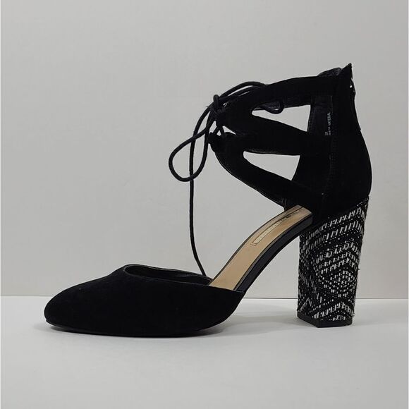 Audrey Brooke Black Ankle Suedette Block Heel Shoe - Picture 5 of 10